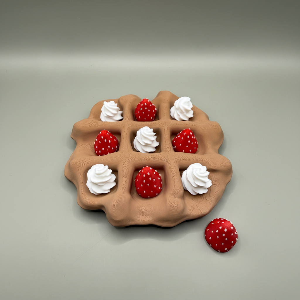 Waffle Tic Tac Toe Game - Strawberries & Cream