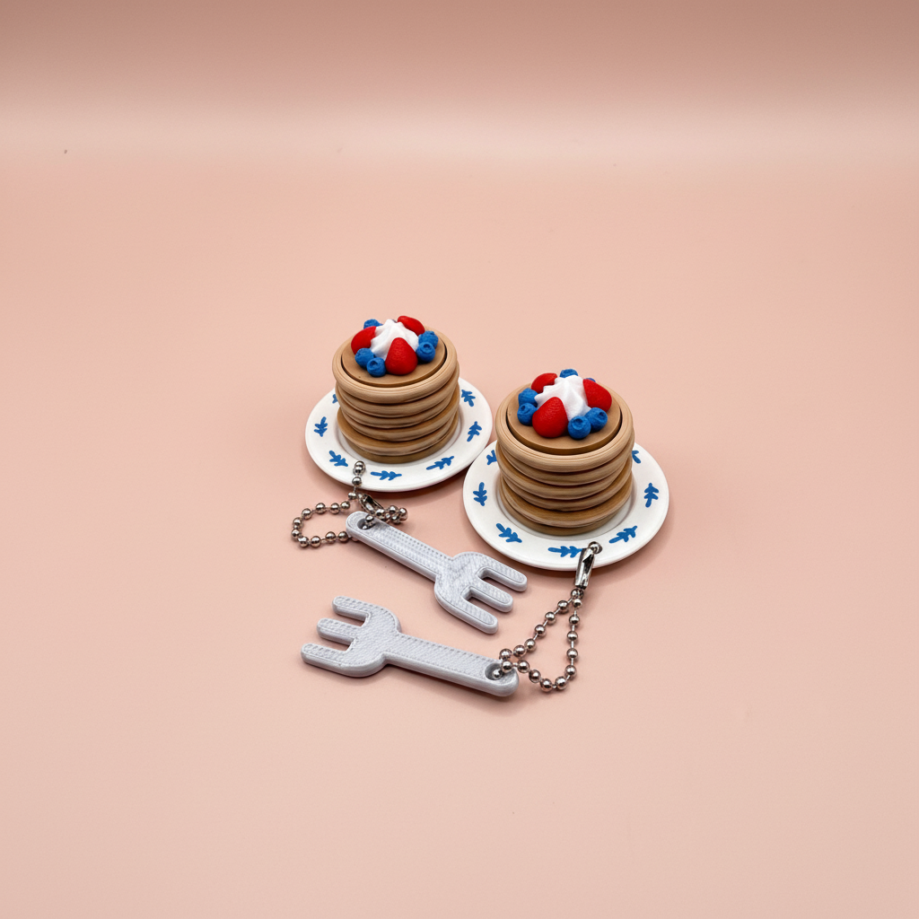 Clickity Fidget Clicker Keychain - Pancakes on a Plate