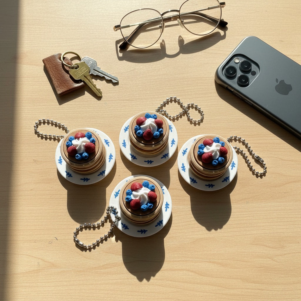 Clickity Fidget Clicker Keychain - Pancakes on a Plate