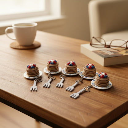 Clickity Fidget Clicker Keychain - Pancakes on a Plate