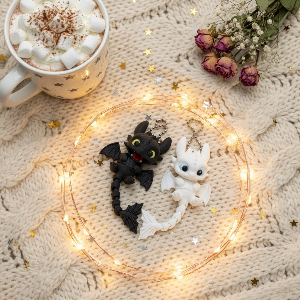 Dragon Flexi Keychain – Night Fury & Light Fury
