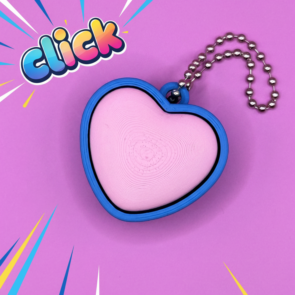 Heart keychain with click