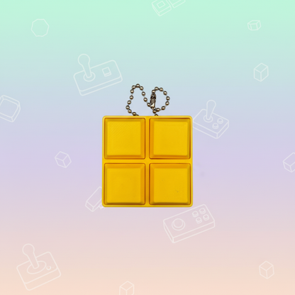 Yellow O-shaped Tetris block clicker - light retro background