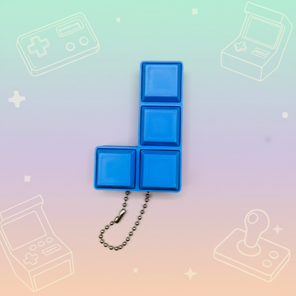 Blue L-shaped Tetris block clicker - light retro background