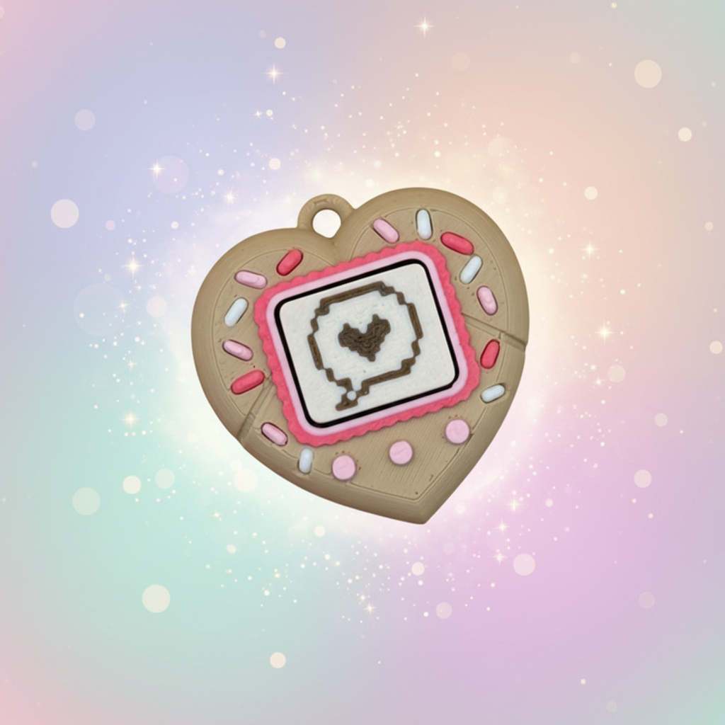 Clickity Gooshie beige heart clicker - whimsical retro
