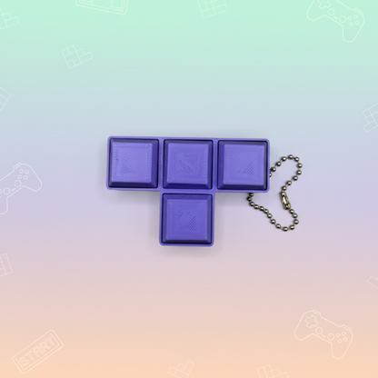 Purple T-shaped Tetris block clicker - light retro background