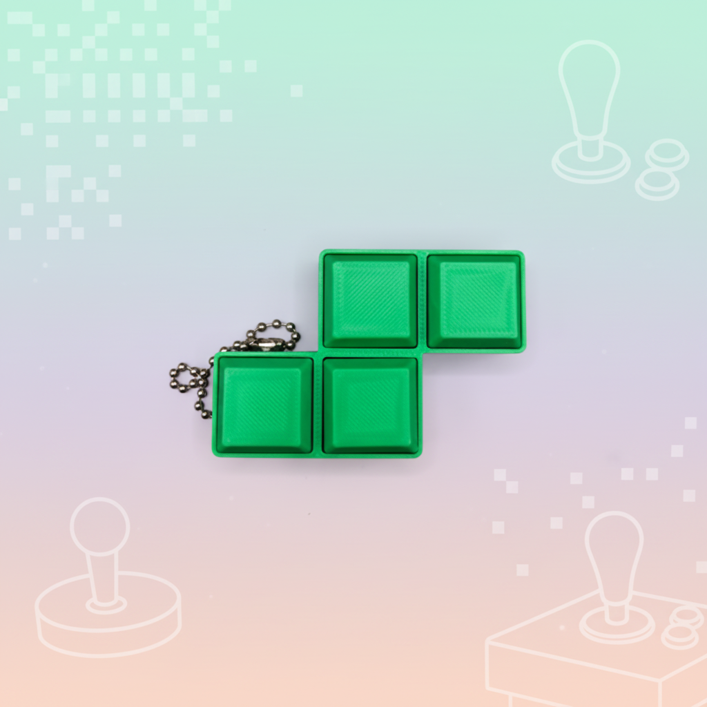Green S-shaped Tetris block clicker - light retro background