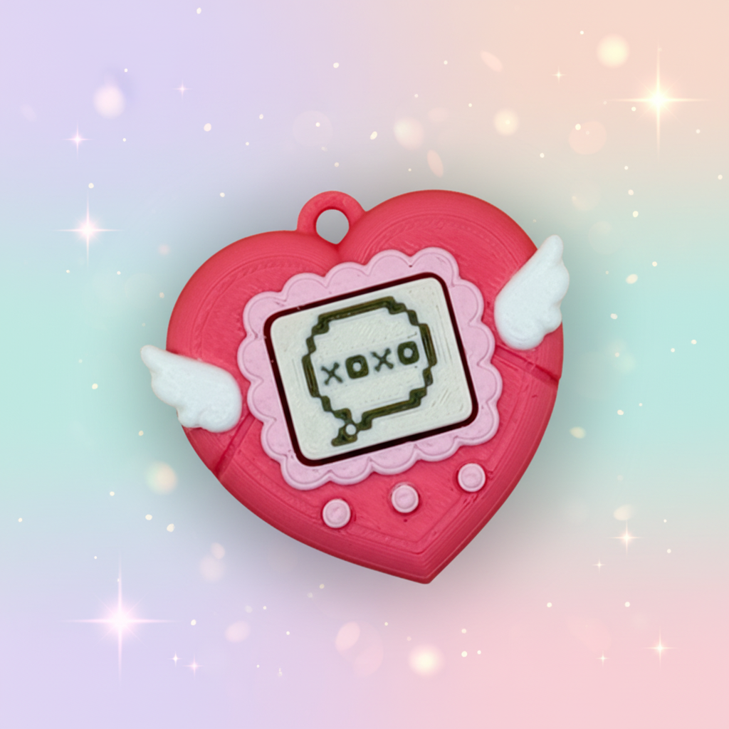 Clickity Gooshie pink heart clicker with wings - whimsical retro