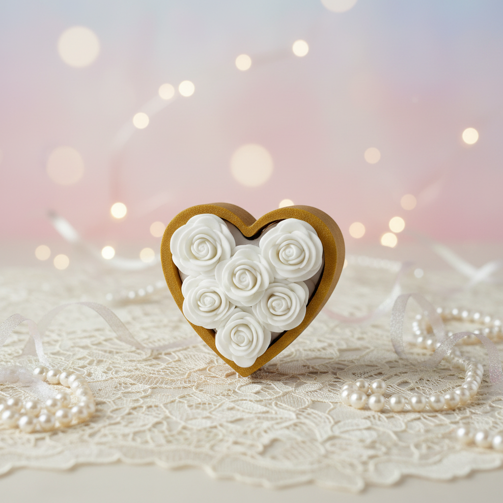 Heart rose box - wedding favour style