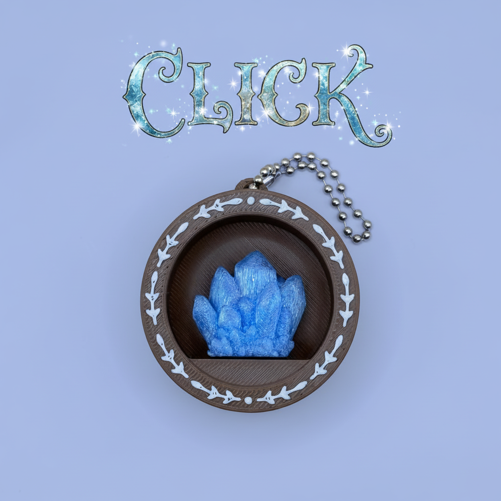 Clickity Book Nook Keychain - Magic Crystal with CLICK text