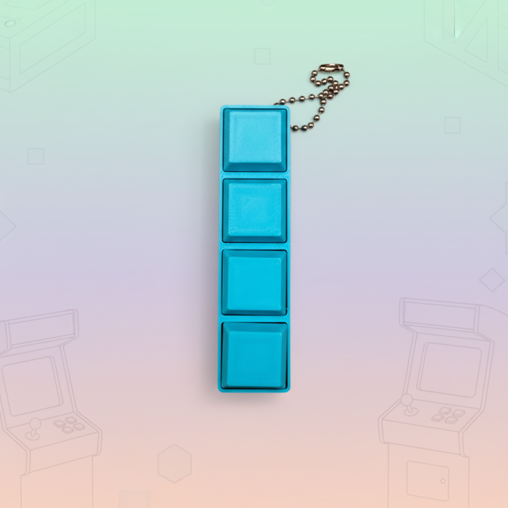 Cyan I-shaped Tetris block clicker - light retro background