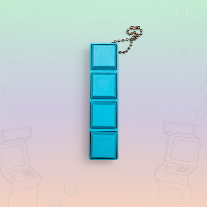 Cyan I-shaped Tetris block clicker - light retro background