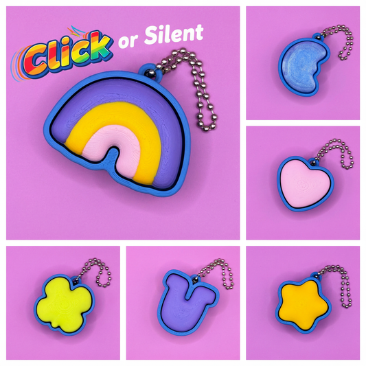 Keychain collage with bold animated Click text