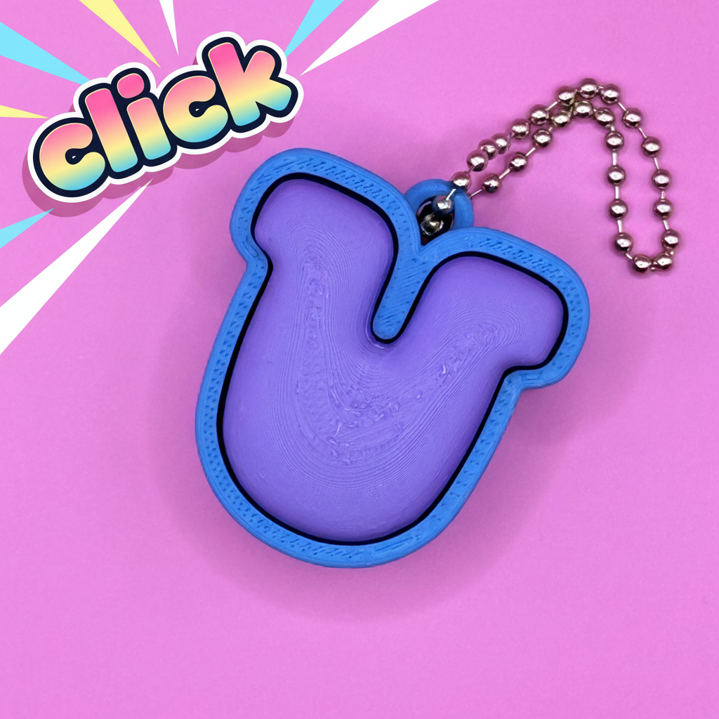 Peace sign keychain with click