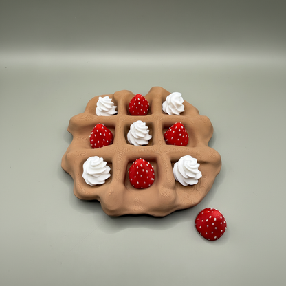 Waffle Tic Tac Toe Game - Strawberries & Cream
